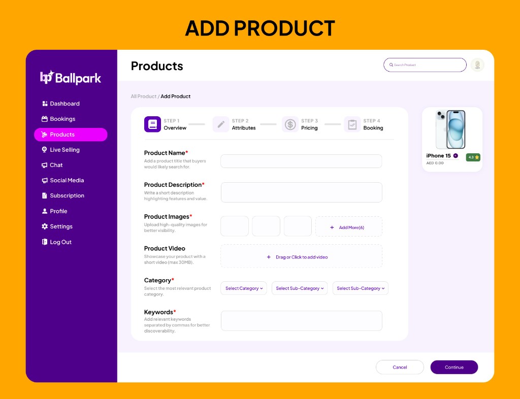 Add product u00b7 Step 1