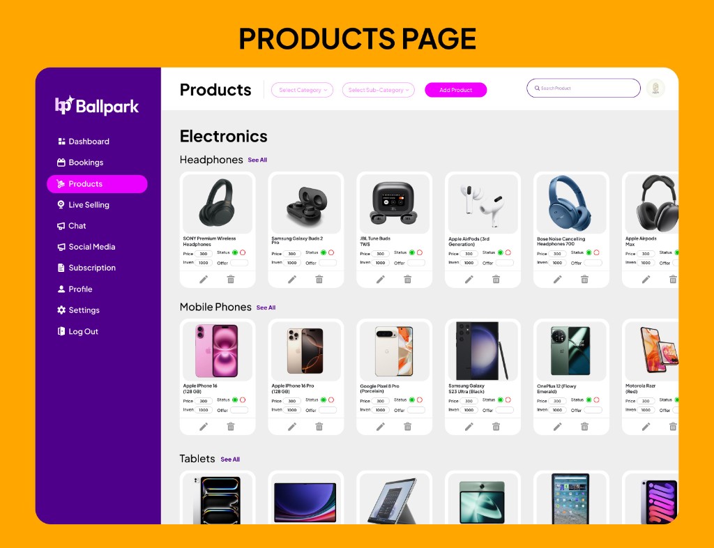 Multivendor marketplace admin panel with product listings, vendor management, and catalogue controls built by XMARTECH