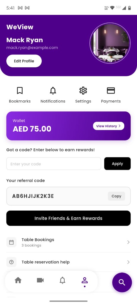 Profile + wallet